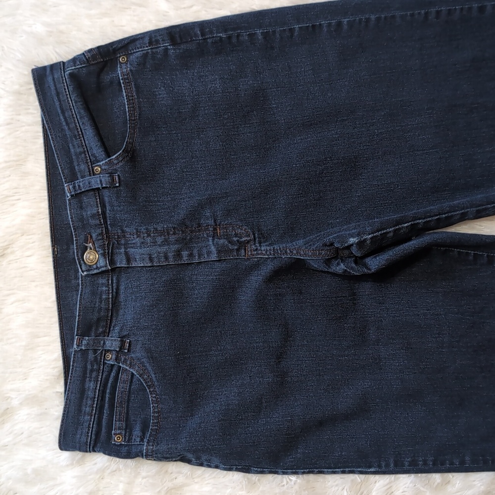 Lee Denim Dark Wash High Waisted Straight Leg Classic Retro Blue Jeans - Picture 3 of 12